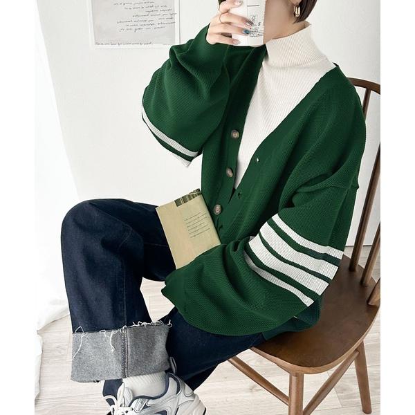 「Java」 ニットカーディガン LARGE グリーン メンズ