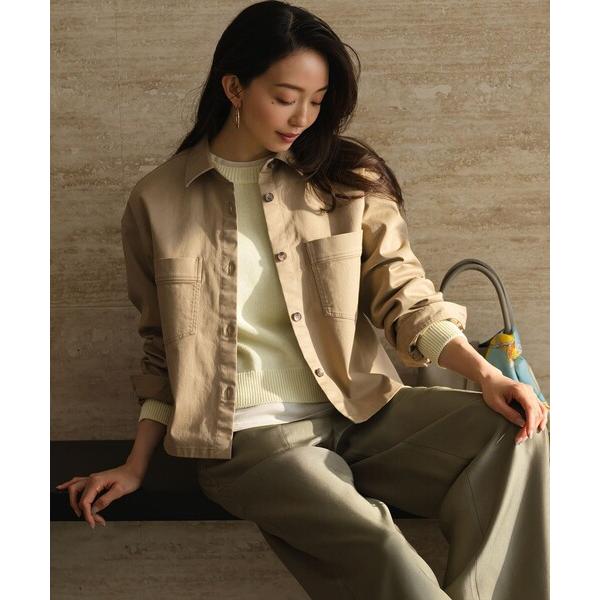 ブラウス シャツ ストレッチギャバ チノ ショート シャツジャケット レディース