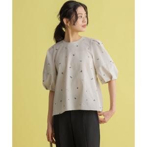 ブラウス シャツ ミニフラワーエンブロイダリー ブラウス レディース