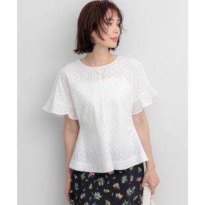 ブラウス シャツ エンブロイダリーレース ペプラムブラウス レディース