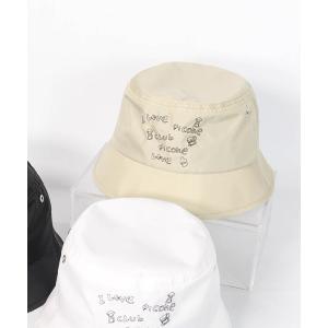 帽子 ハット レディース ロゴ刺繍撥水バケットハット レディース