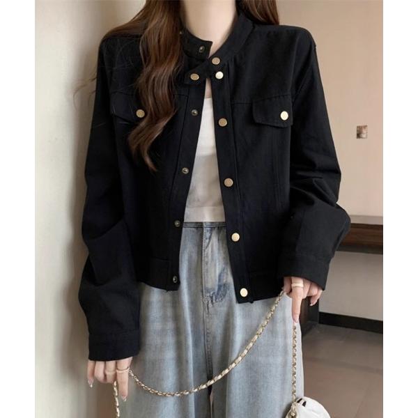 ブルゾン アウター ショート丈　スタンドカラーブルゾン レディース