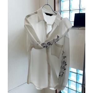 シャツ モダンテイスト ルーズシルエット 袖エンブロイダリー ロングスリーブシャツ メンズ レディース