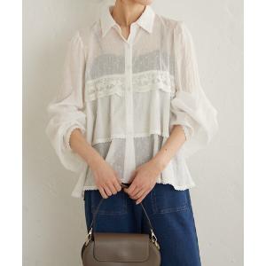 ブラウス シャツ ドビーレースブラウス レディース