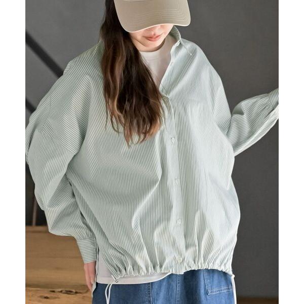 ブラウス シャツ バックギャザードロストブルゾンシャツ レディース