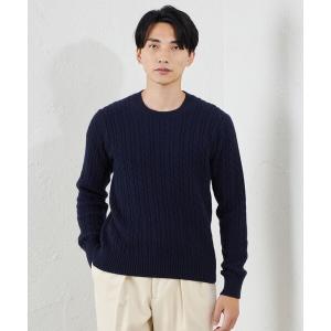 セーター ニット カシミヤクルーネックケーブル メンズ
