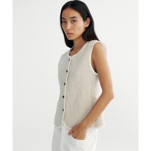 ベスト ジレ リネンパイピングベスト レディース