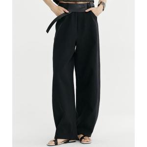 ワイドパンツ パンツ リネンブレンド バレルパンツ レディース