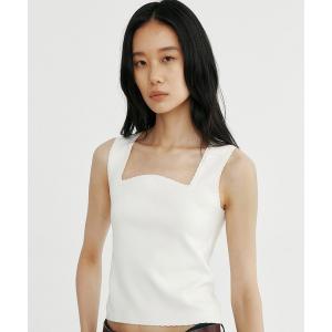 タンクトップ ノースリーブ スクエアネック タンクトップ レディース