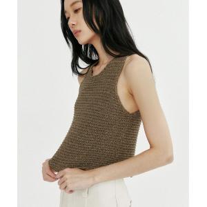 タンクトップ ノースリーブ メランジニットベスト レディース