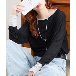 tシャツ 「anyway.シリーズ」レイヤード デザイン フローティ シアー トップス / スマートウォッシュ＆接触冷感 レディース
