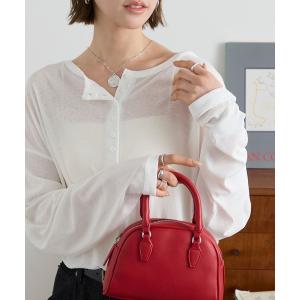 tシャツ 「anyway.シリーズ」フローティ シアー ヘンリーネック 2WAYトップス 「スマートウォッシュ」 レディース