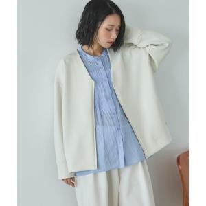 ブルゾン アウター ボンディングノーカラーＺＩＰブルゾン レディース