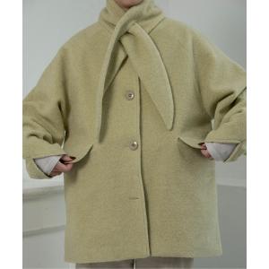ノーカラーコート コート muffler set sleeve cut coat / マフラーセットスリーブカットコート レディース