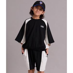 セットアップ 裏毛 切替 配色デザイン セットアップ 半袖 ショートパンツ「PAIRMANON STREET」 キッズ 子供服 男の子 女の子