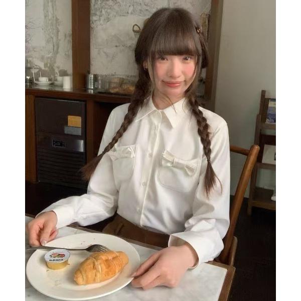 ブラウス シャツ 26ss 可愛いリボンブラウス レディース