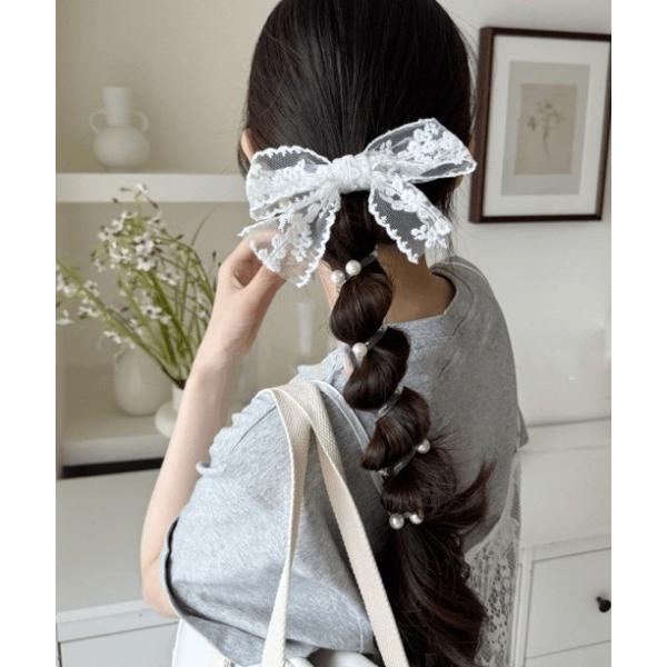 ヘアピン 「26年春夏新作」「2点セット」レースリボンコイルアップ