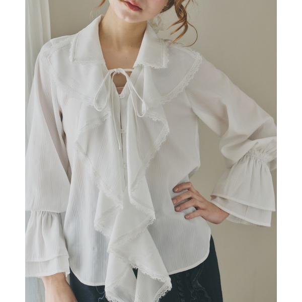 ブラウス シャツ ruffle collared blouse / ラッフルカラーブラウス レディー...