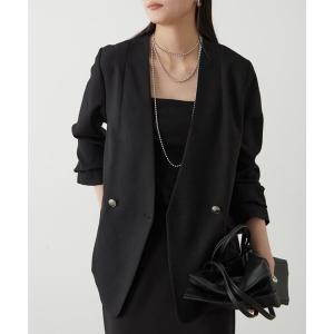 ジャケット ノーカラージャケット 麻調合繊ノーカラージャケット レディース