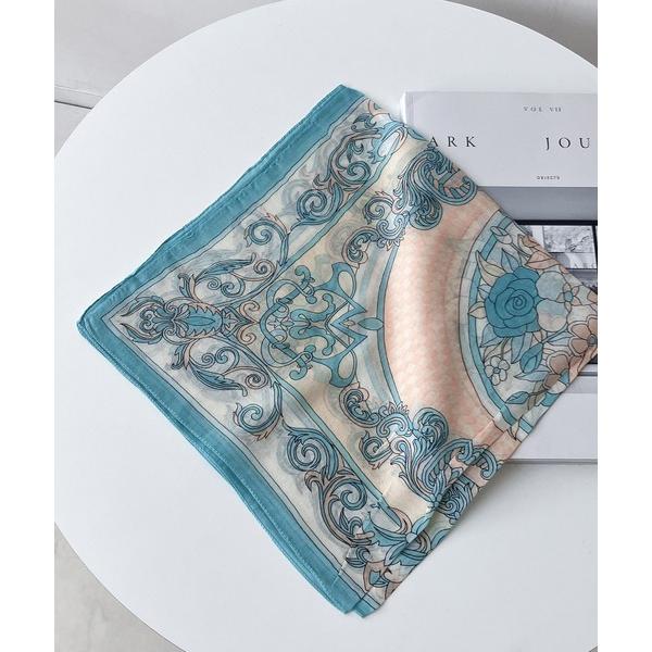 スカーフ バンダナ インド シルク混パネルスカーフ 60×60 レディース