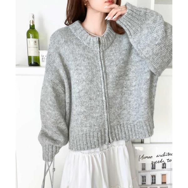 「Java」 ニットカーディガン LARGE グレー レディース