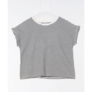 「titivate」 ボーダー柄半袖Tシャツ L ブラック レディース