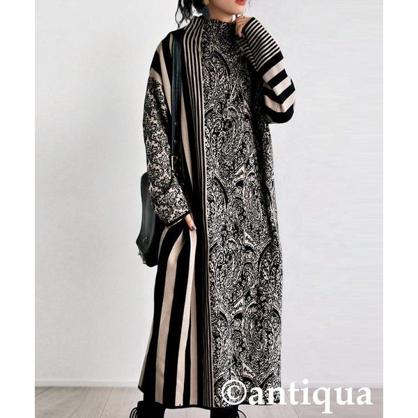 「antiqua」 ニットワンピース R ブラック系その他 レディース