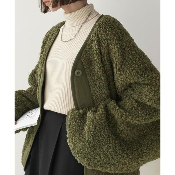 「Java」 ノーカラージャケット MEDIUM カーキ レディース