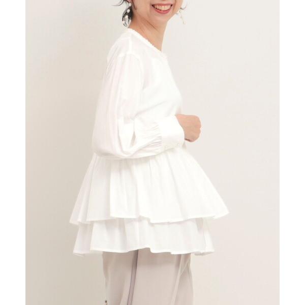 ブラウス シャツ T/Rローンデザインヘムブラウス レディース