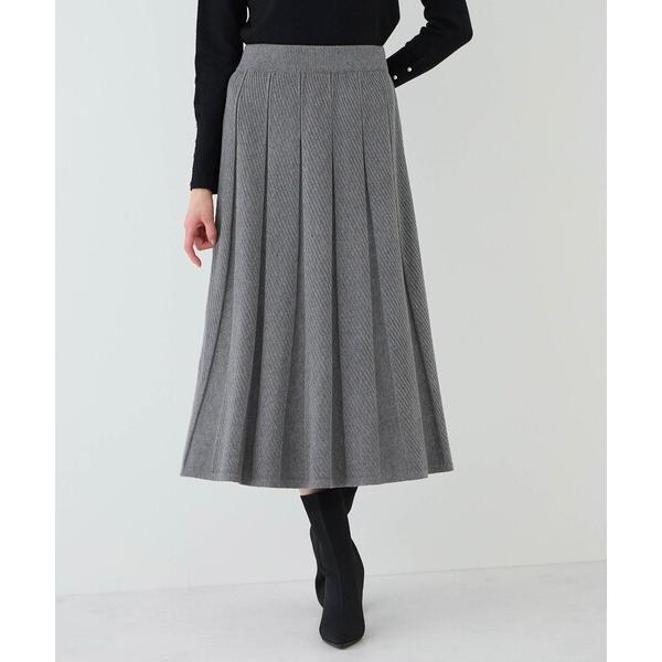スカート 縦柄ニットフレアスカート