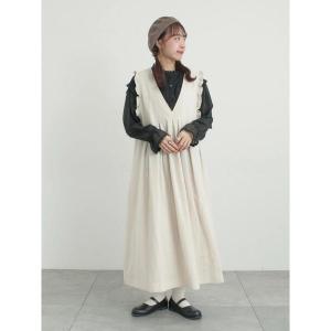 ワンピース 「Cross×Linen」肩フリル前後2WAYジャンパースカート