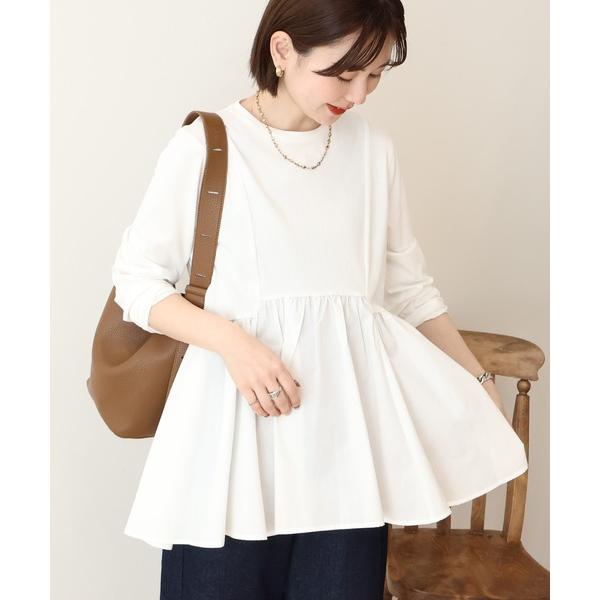 tシャツ 布帛切替ペプラムプルオーバー レディース