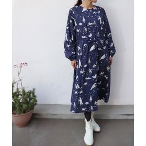 「haupia」 長袖ワンピース MEDIUM ネイビー レディース