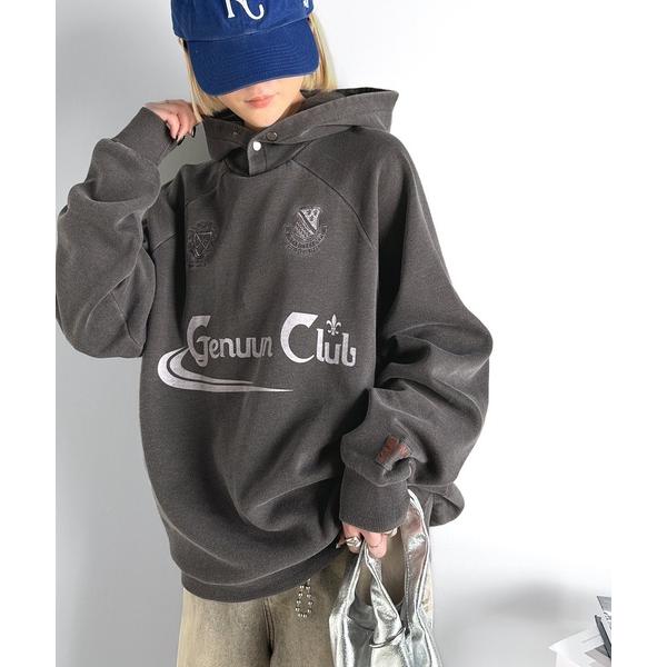 「Java」 プルオーバーパーカー LARGE チャコールグレー レディース