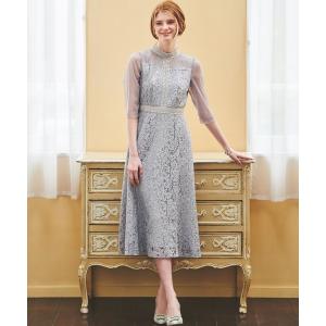 「LAISSE PASSE」 7分袖ワンピース SMALL ライトグレー レディース