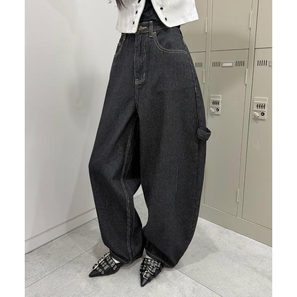 ワイドパンツ ジーンズ デニム デニムパンツ ストライプペインターカーブデニム レディース メンズ