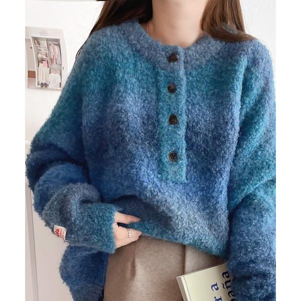 「Java」 長袖ニット LARGE ブルー レディース
