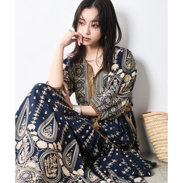 「CHIC STYLE」 半袖ワンピース LL ブラック レディース