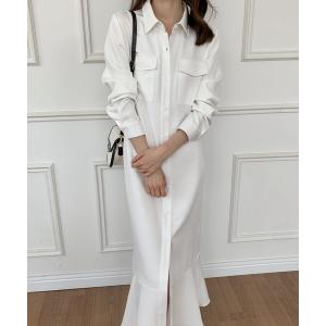 「ECLIN」 シャツワンピース FREE ホワイト レディース