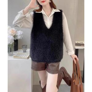 「SEU」 ニットベスト フリー ブラック レディース