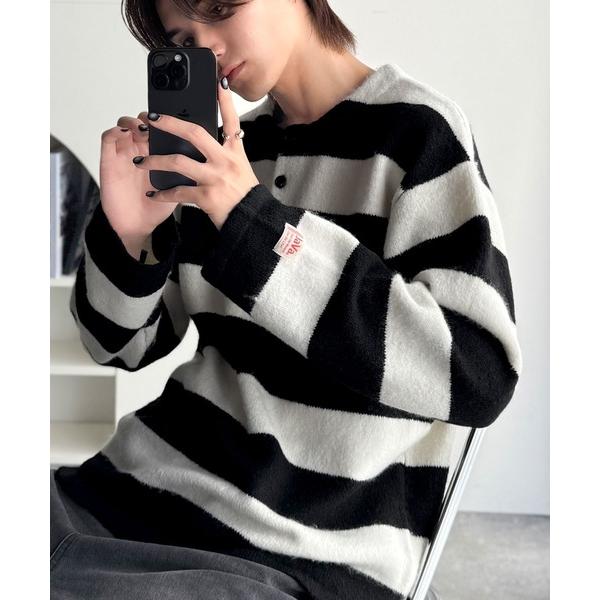 「Java」 長袖ニット SMALL ブラック×ホワイト メンズ