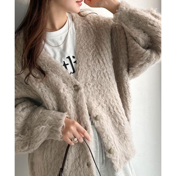 「classicalelf」 「JAVA」ニットカーディガン SMALL グレイッシュベージュ レデ...