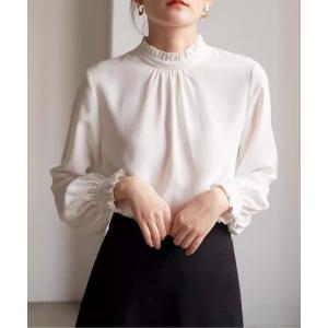 ブラウス シャツ パフスリーブフリルハイネックシフォンブラウス レディース