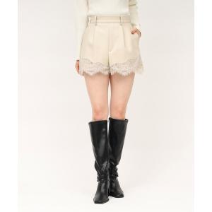 パンツ レザーレースショートパンツ レディース