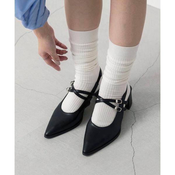 パンプス 2WAY ポインテッドトゥ ダブルストラップパンプス