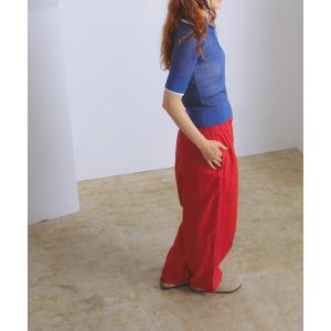 ワイドパンツ パンツ 「7/16値下げ」リネン ソリッド イージー 「イージーケア」 レディース