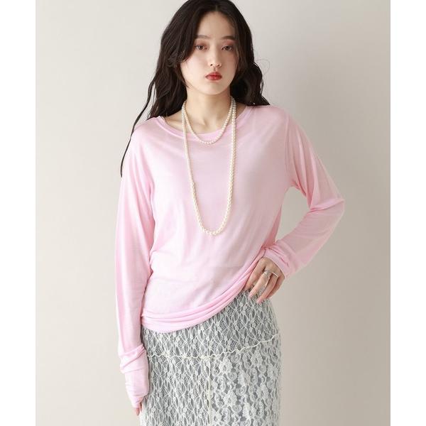 tシャツ カラーシアーボートネックロンT レディース