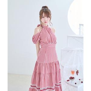 Gingham ame sleeve tops レディース