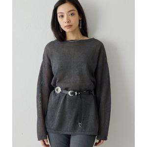 ニット セーター ボートネックペーパーヤーンプルオーバー レディース