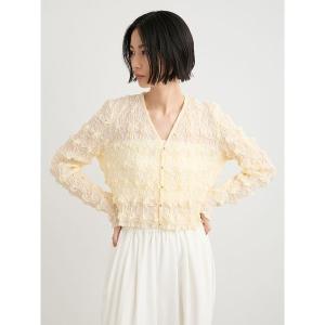 ニット セーター シャーリングVネックカーデ レディース